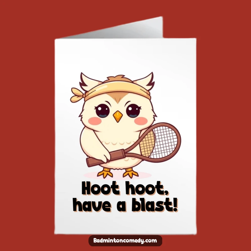 Free Printable Birthday Owl Card: Funny Tennis Headband Owl, Downloadable Fun Gift