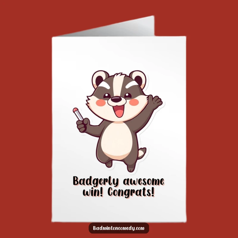 Free Printable Congrats Card: Badger's Victory Jump - Funny Downloadable Celebration!