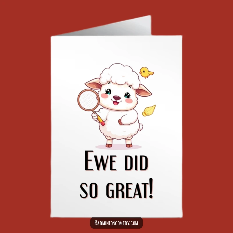 Free Printable Sheep Badminton Congrats Card - Happy Serve! Funny Downloadable.