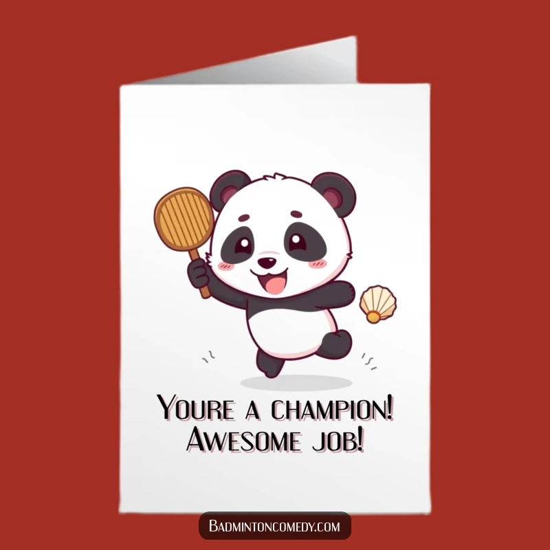 Free Printable Congratulations Card: Panda Court Champion - Humorous Win Downloadable Gift!