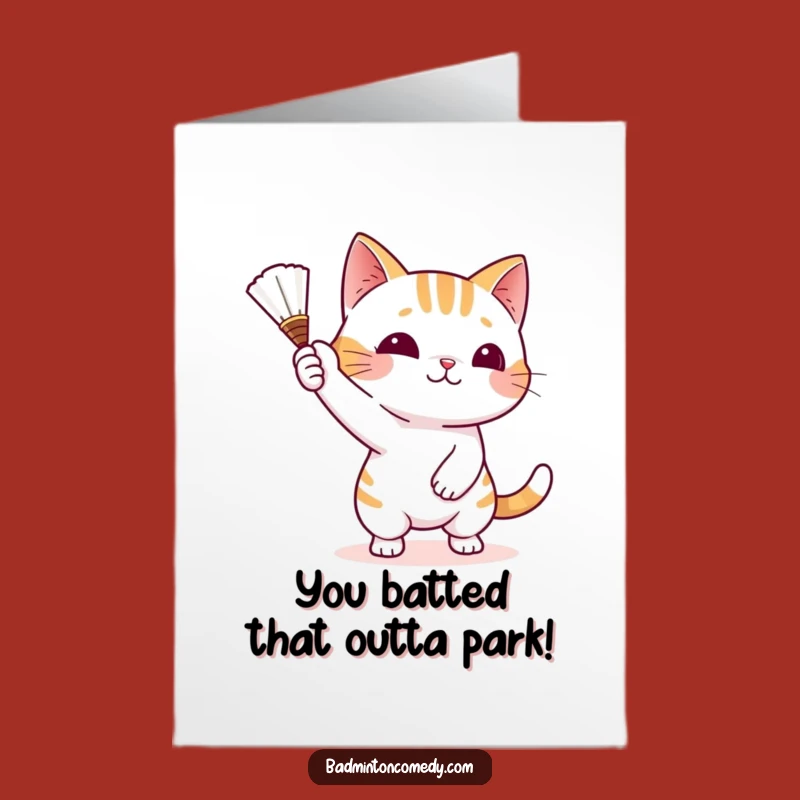 Free Printable Cat Shuttlecock Congrats Card - Funny Downloadable Gift