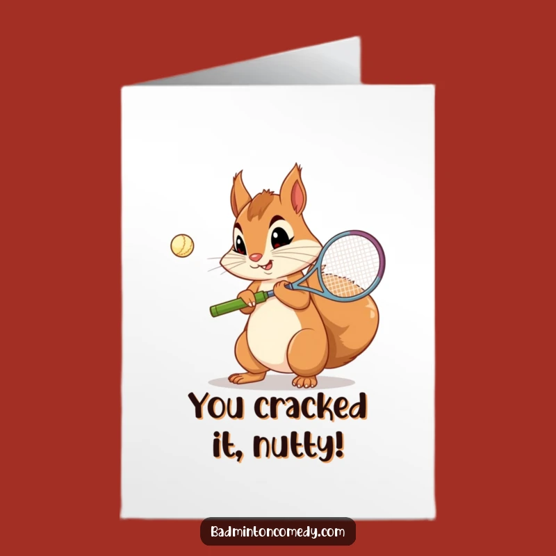 Free Printable Squirrel Badminton Congrats Card - Focused, Funny Downloadable Gift!