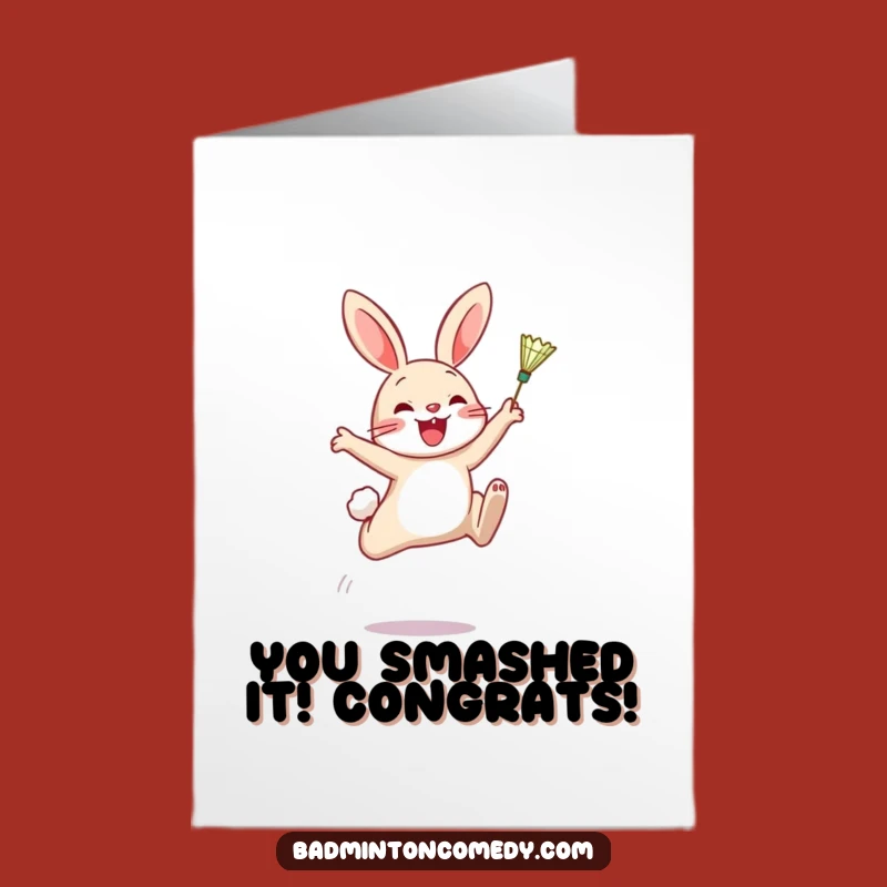 Free Printable Congrats Card: Rabbit's Winning Serve, Hilarious Downloadable Celebration