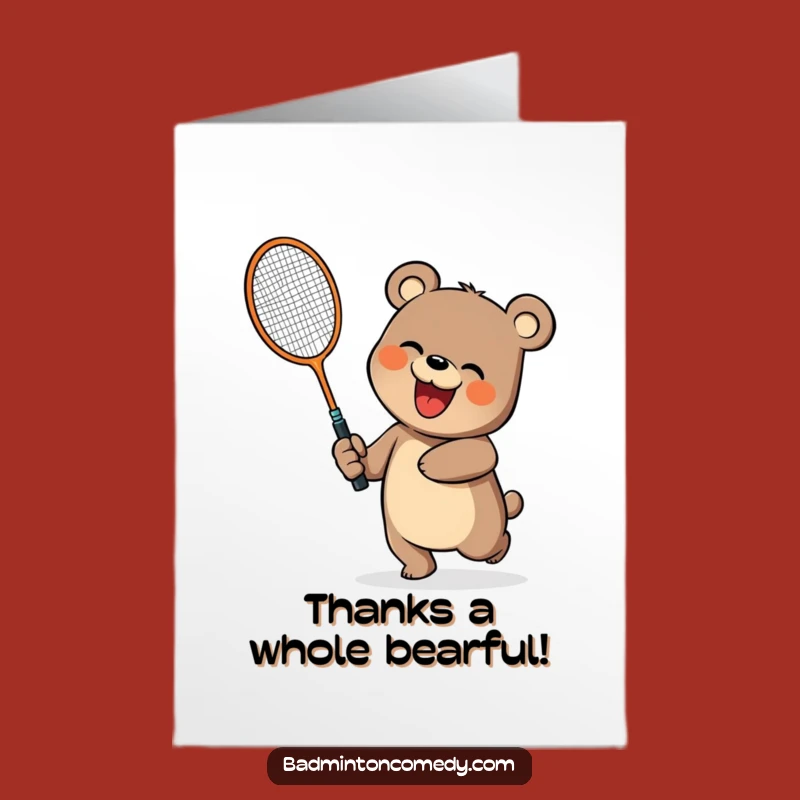 Free Printable Bear Thank You Card: Racket Swing, Grateful Download