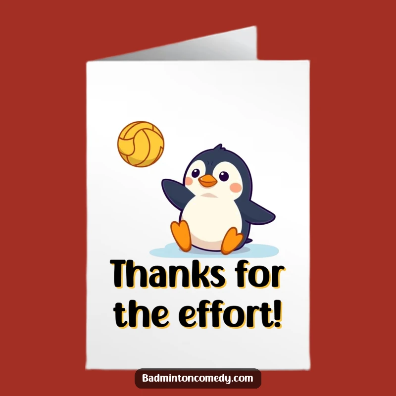 Free Printable Thank You Card: Penguin's Volley Effort, Thanks Downloadable