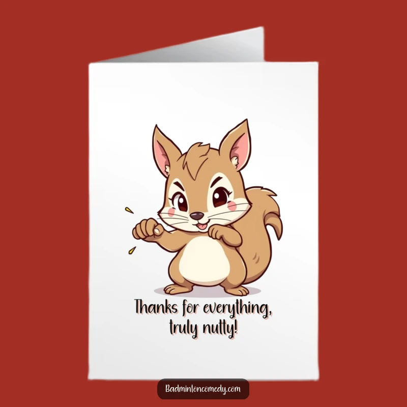 Free Printable Thank You Card: Squirrel's Focused Smash - Funny Gratitude!