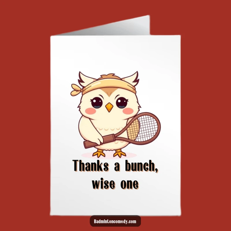 Free Printable Thank You Owl Card: Funny Tennis Gratitude, Downloadable Gift