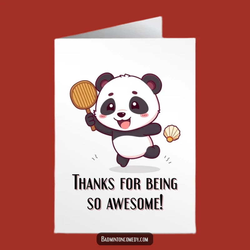 Free Printable Thank You Card: Panda Tennis Fan - Humorous Gratitude Downloadable Gift!