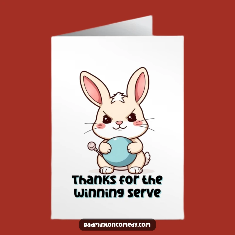Free Printable Thank You Card: Funny Tennis Rabbit Serves Gratitude