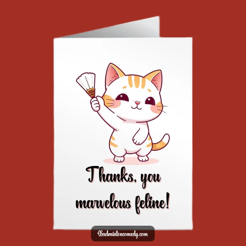 Free Printable Cat Shuttlecock Thank You Card - Funny DIY Downloadable Gift