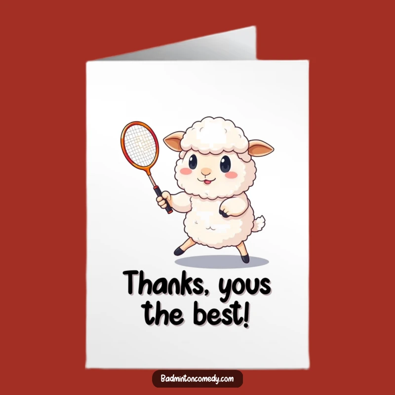 Free Printable Funny Thank You Card: Sheep's Badminton Effort - Downloadable Gift
