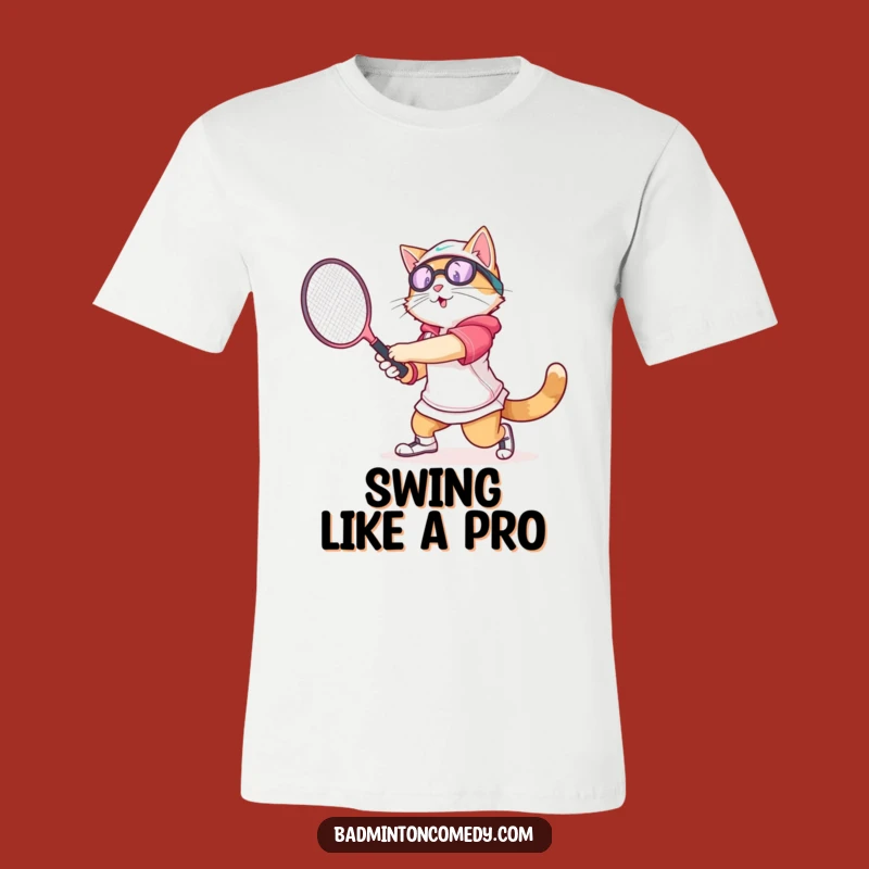 Funny Cat Badminton T-Shirt: Athletic Feline Swing Tee, Perfect Funny Gift