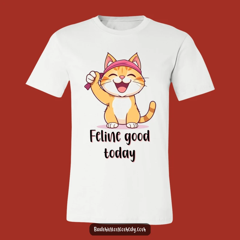 Funny Cat Badminton T-Shirt: Winning Celebration Tee Gift