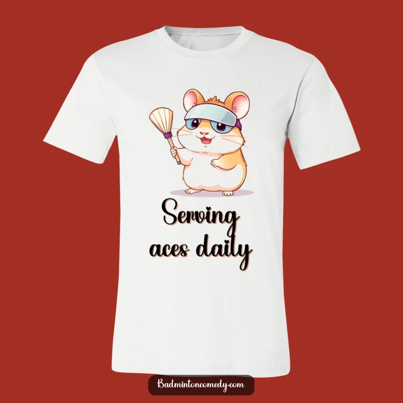 Funny Hamster Badminton Player T-Shirt: Hilarious Athletic Wear as a Great Funny Gift