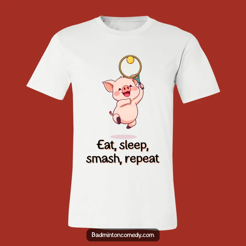 Funny Piglet Badminton Jumper T-Shirt - Gleeful Racket Player Gift