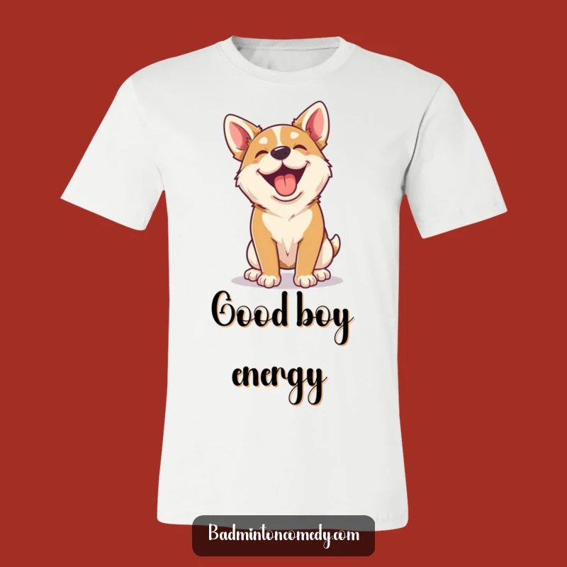 Funny Dog Badminton T-Shirt - Happy Panting Recovery Tee for Gift
