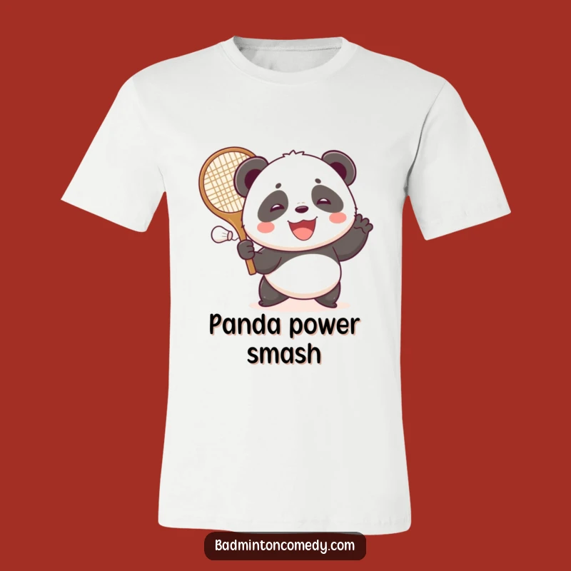 Funny Panda Badminton T-Shirt: Joyful Bear Smashing Shuttlecock, Hilarious Tee for Fun