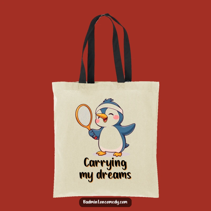 Funny Penguin Racket Tote Bag: Hilarious Joyful Tennis Player Carry-All Gift