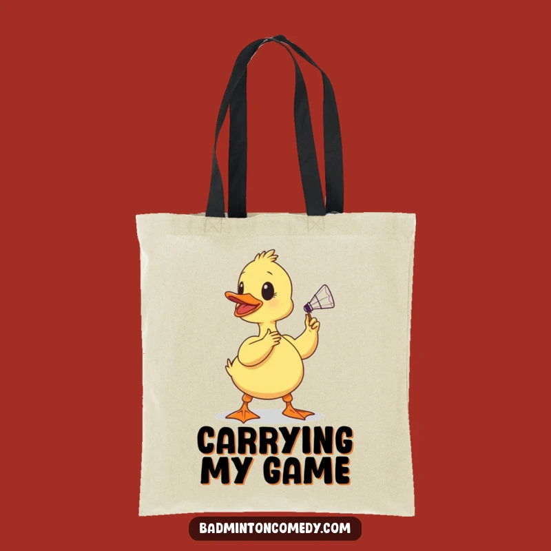 Funny Duckling Badminton Champion Tote Bag - Carry Your Stuff with a Determined Birdy's Humor