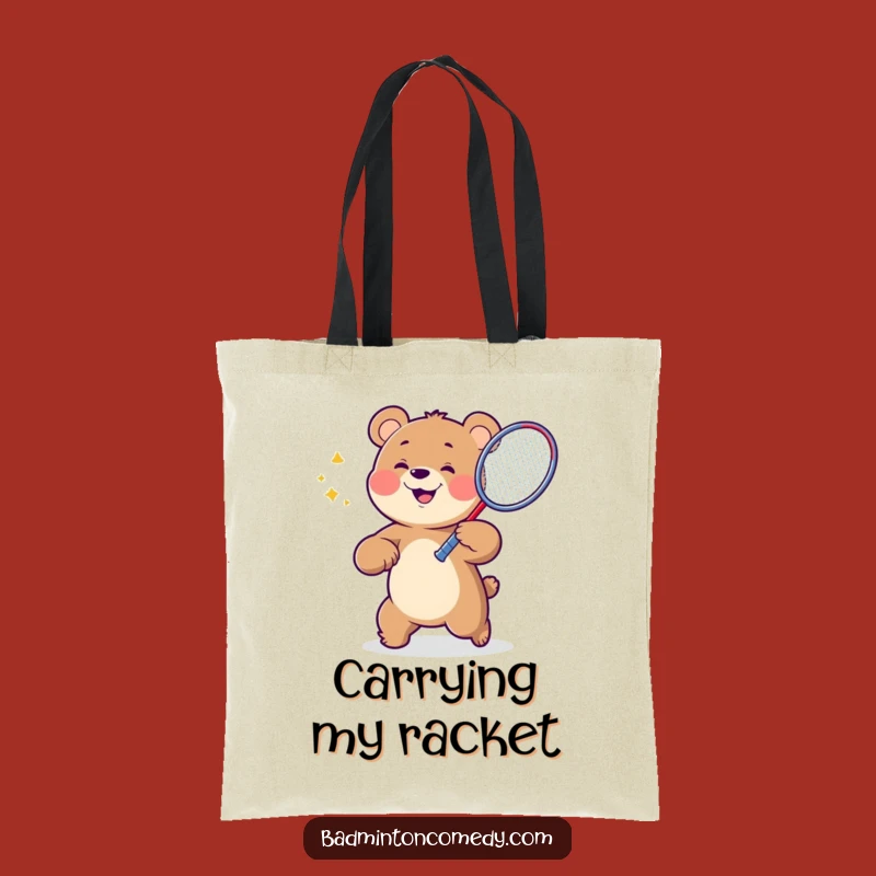 Funny Bear Badminton Carry-All Tote Bag - Chic & Humorous Sports Accessory