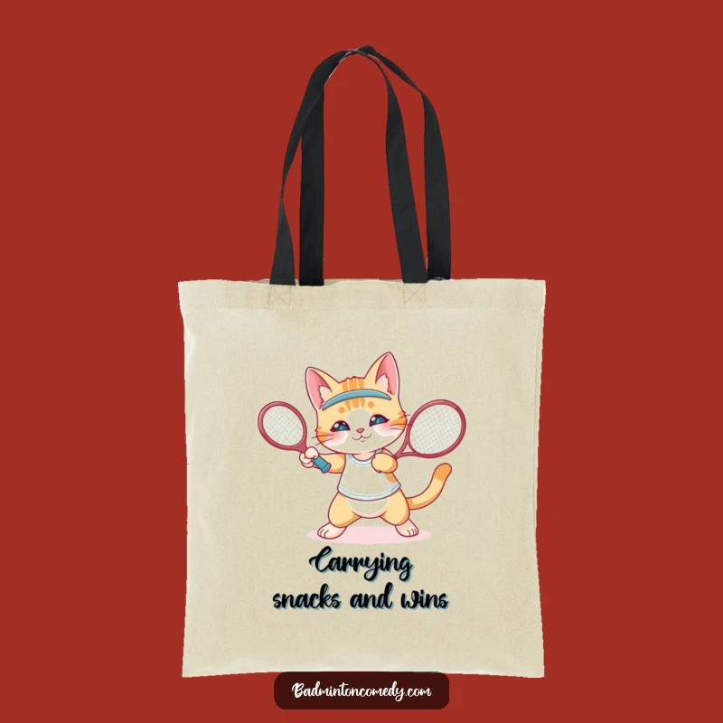 Funny Cat Badminton Tote Bag: Stylish and Nimble Bag, Perfect Funny Gift!