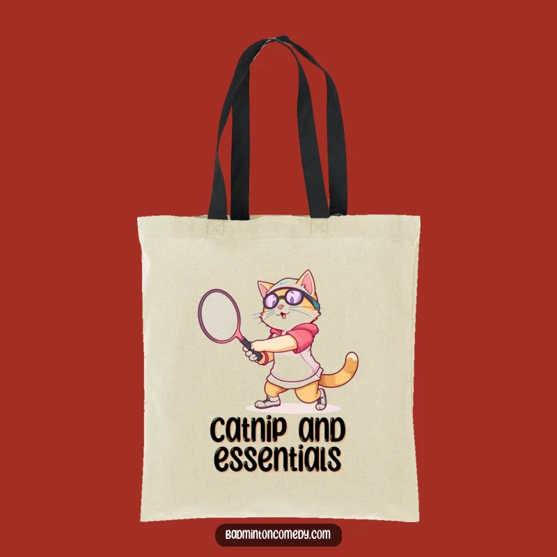 Funny Cat Badminton Tote Bag: Carry Your Gear with Feline Swing Style