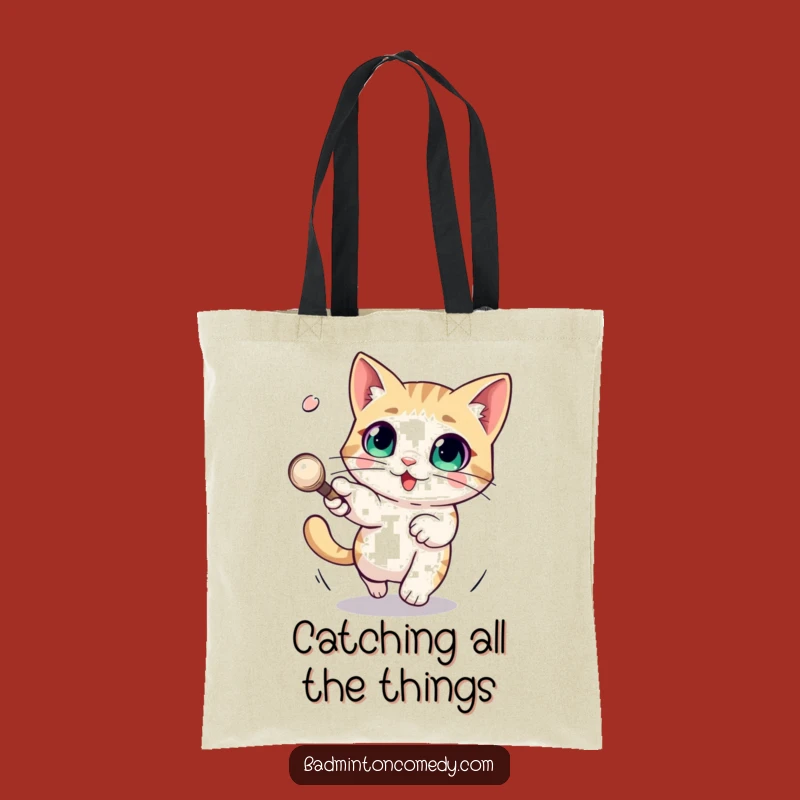 Funny Cat Tote Bag: Shuttlecock Dodger, Perfect Shopping Gift