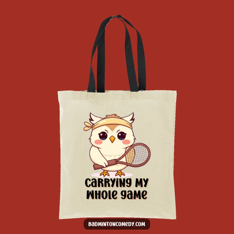 Funny Owl Tennis Tote Bag: Spacious Badminton Player Carryall, Great Funny Gift