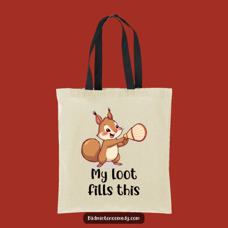 Funny Squirrel Badminton Tote Bag - Cheerful Nutty Player Gift