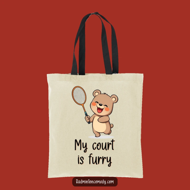 Funny Bear Badminton Tote Bag: Spacious and Hilarious Bag, Ideal Funny Gift!